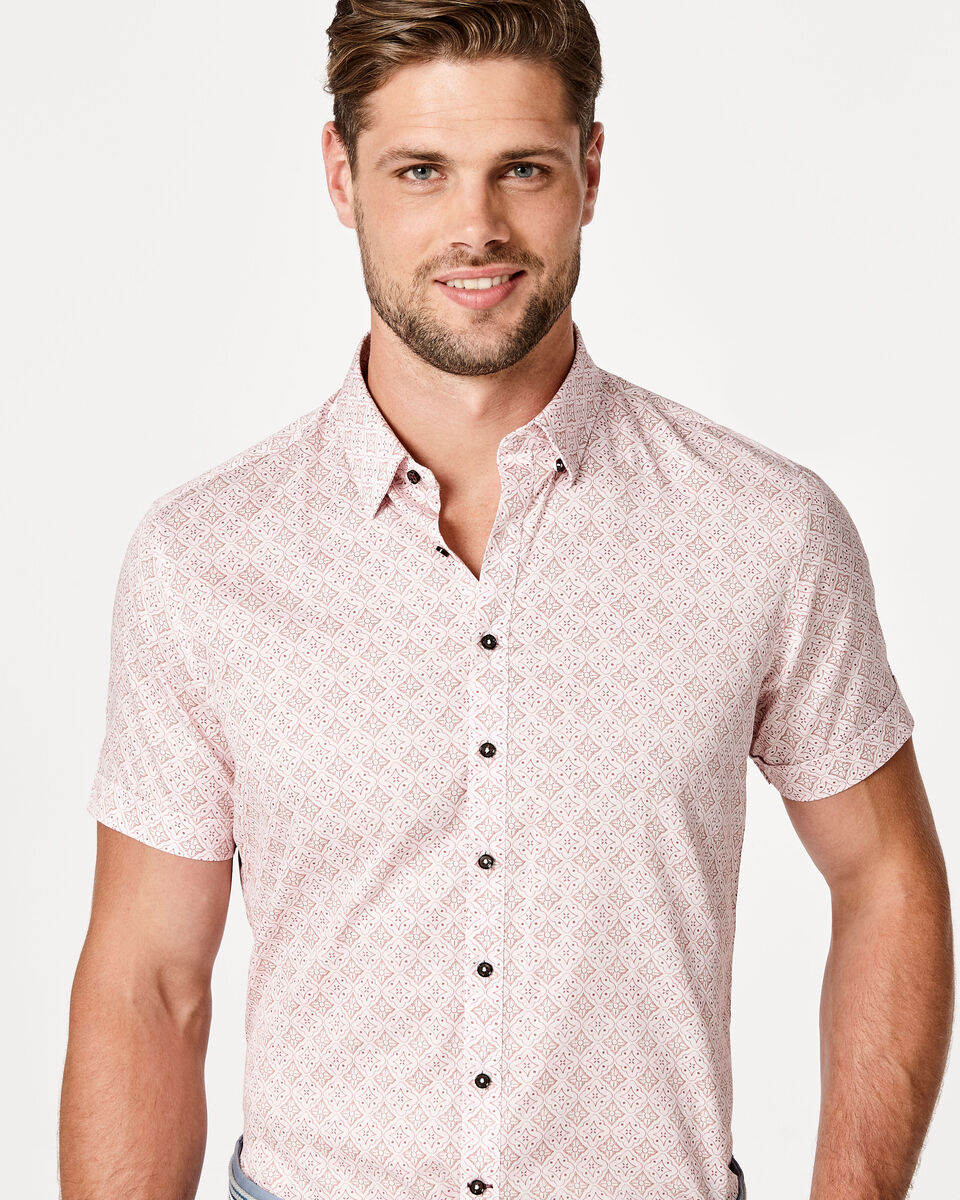 Smits Short Sleeve Shirt, White/Pink, hi-res